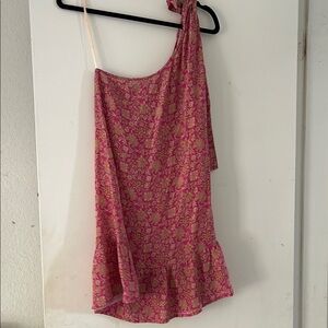 Chic Pink Floral One-Shoulder Dress